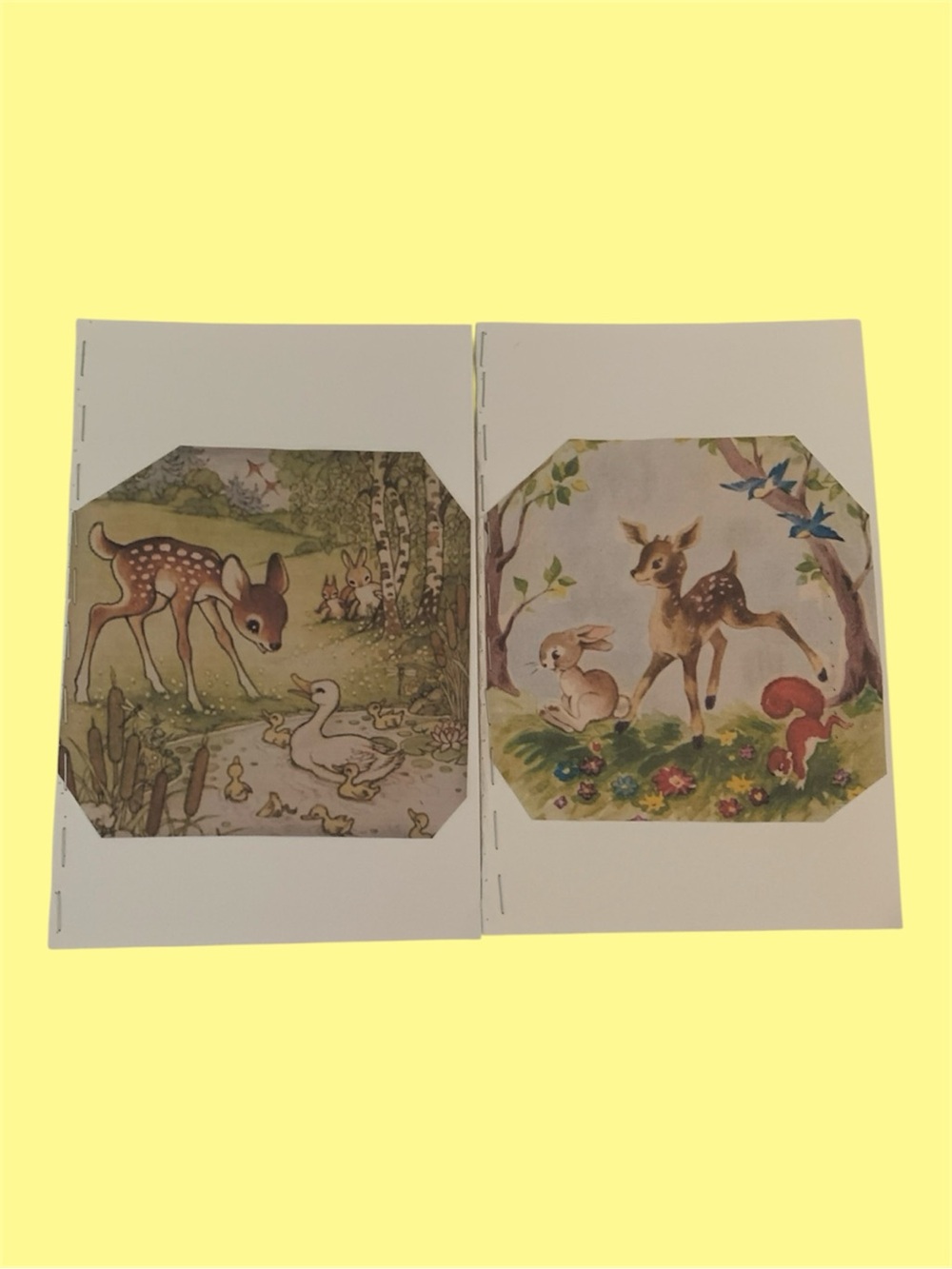 Handmade Woodland Animal Journal Set | Retro Deer & Bunny Pocket Notebooks |